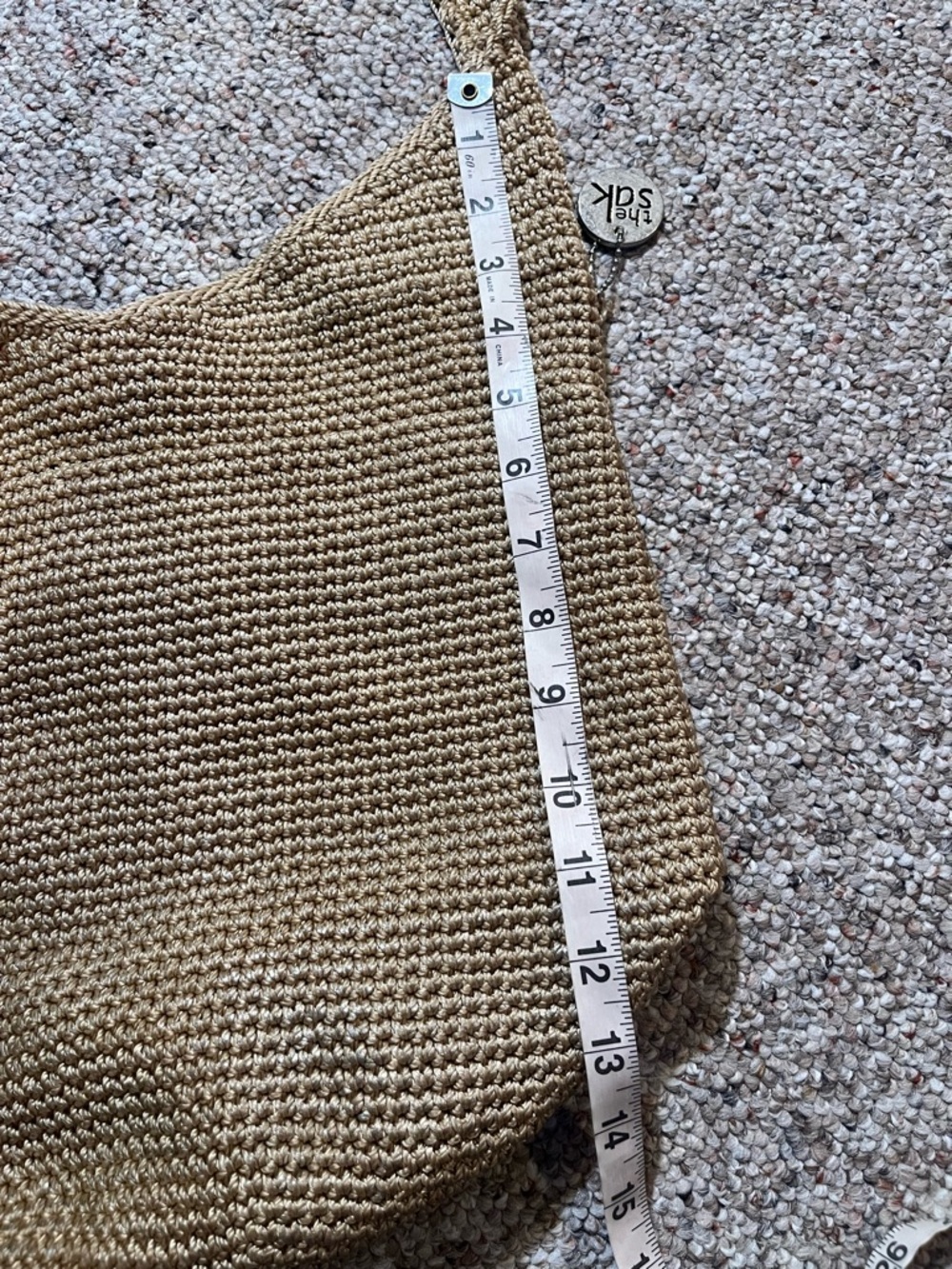 The Sak Large Beige Crochet Shoulder Crossbody Hobo Bag - Picture 9 of 10